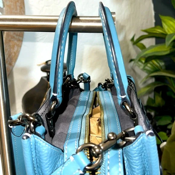 COACH#58840 BLUE TEA ROSE APPLIQUE ROGUE SATCHEL - Picture 14 of 17